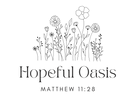 Logo with floral design and 'Hopeful Oasis' text on a white background